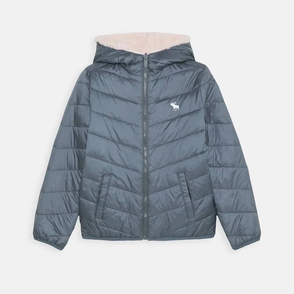 Abercrombie Kids Charcoal Reversible Puffer Jacket